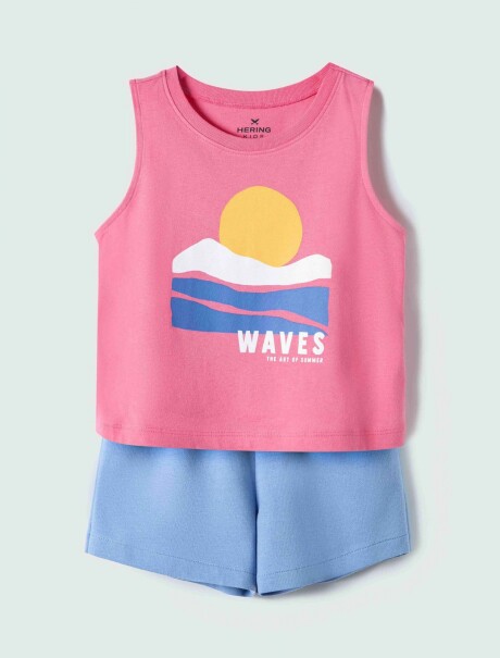 CONJUNTO INFANTIL CON SHORT ROSA