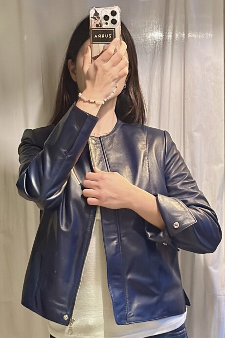 CHAQUETA CANELA AZUL