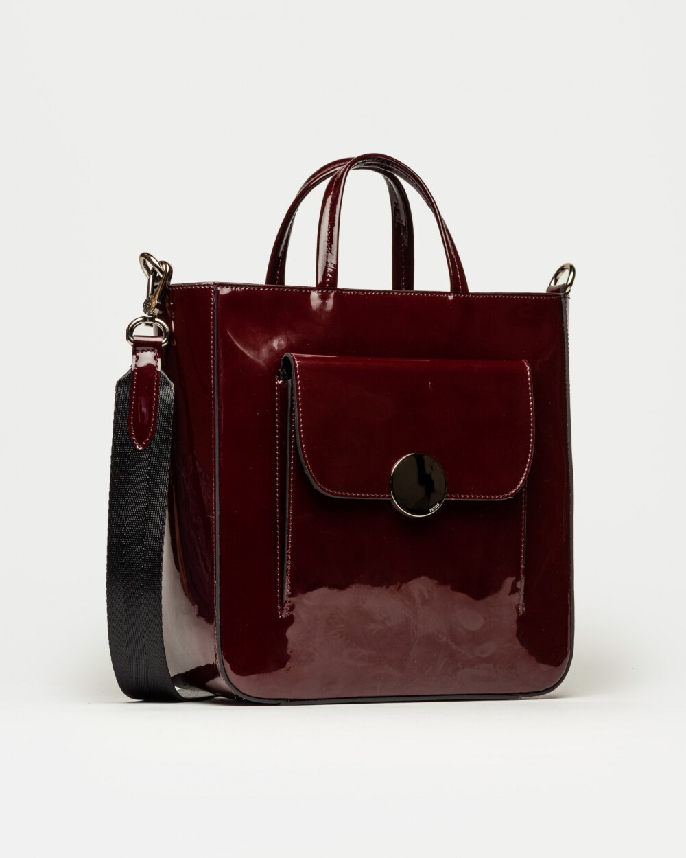 Shopper The Circle en cuero charol Burgundy Niquel