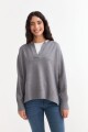Sweater con cuello abierto y tajos laterales GRIS