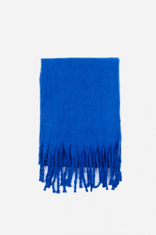 Bufanda power con flecos azul