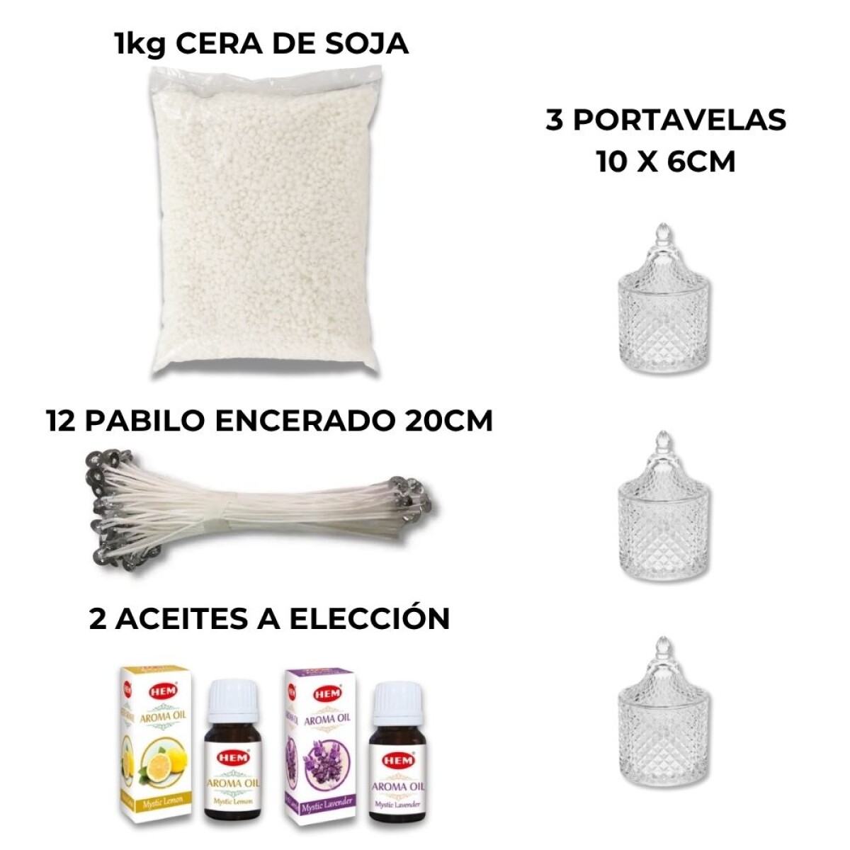KIT DE FABRICACION DE VELAS - Cera De Soja/gp123 10x6cm 