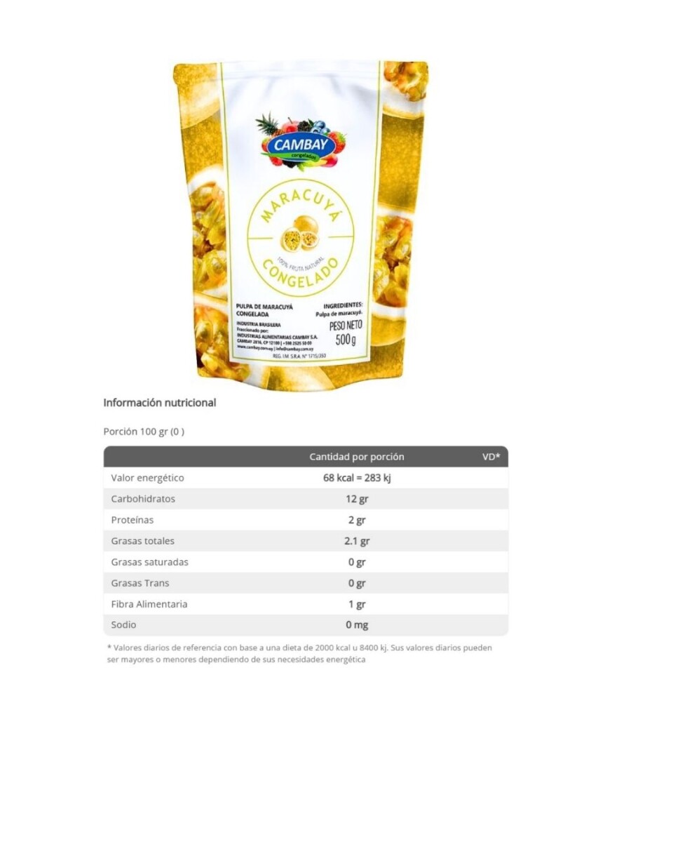 MARACUYA CON SEMILLA CAMBAY 500G 