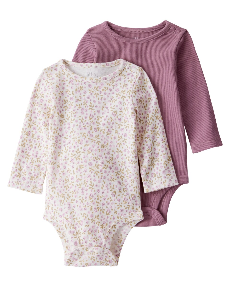 Pack dos bodies de algodón orgánico, diseño floral 