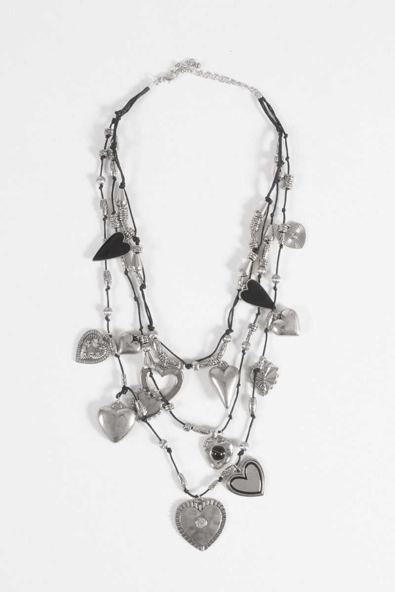 Collar doble dijes cora plateado