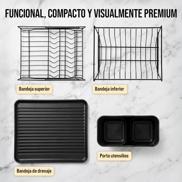 Escurridor de Platos de Cocina Escurreplatos de 2 Niveles Desmontable Color Negro Escurridor de Platos de Cocina Escurreplatos de 2 Niveles Desmontable Color Negro