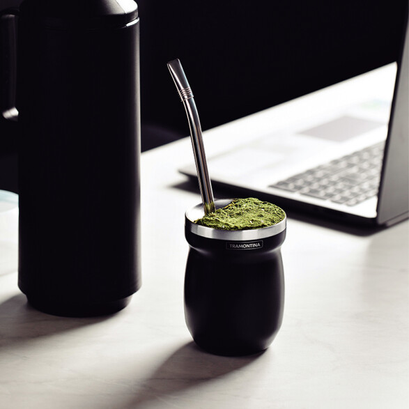 Mate negro en acero inoxidable 240ml -TRAMONTINA TF1486