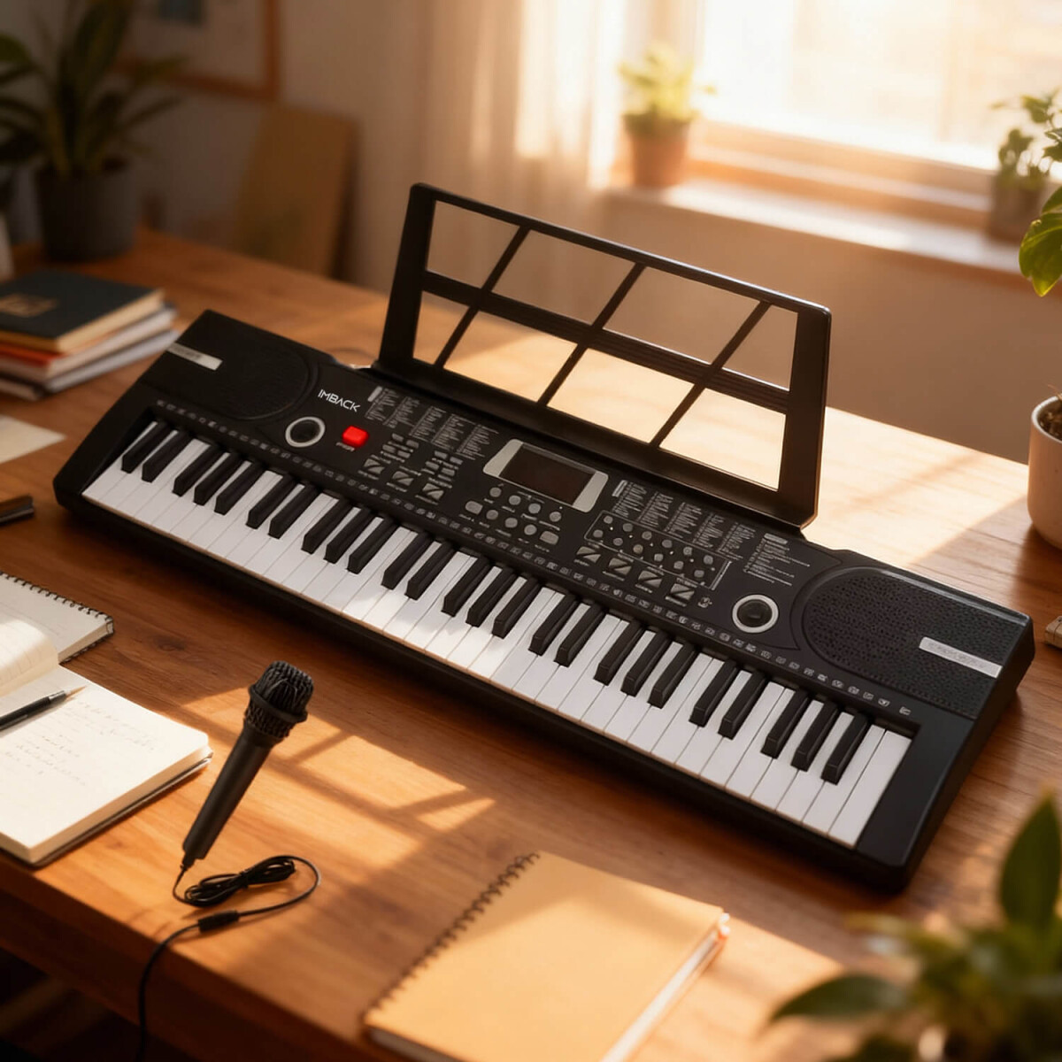 Organo musical Teclado Piano con 61 Teclas 100 Ritmos 100 Tonos y Micrófono Imback 