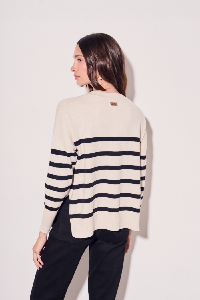 Sweater Rayado Beige Melange