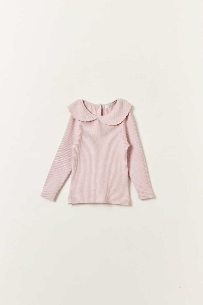 Remera rib cuello Rosa
