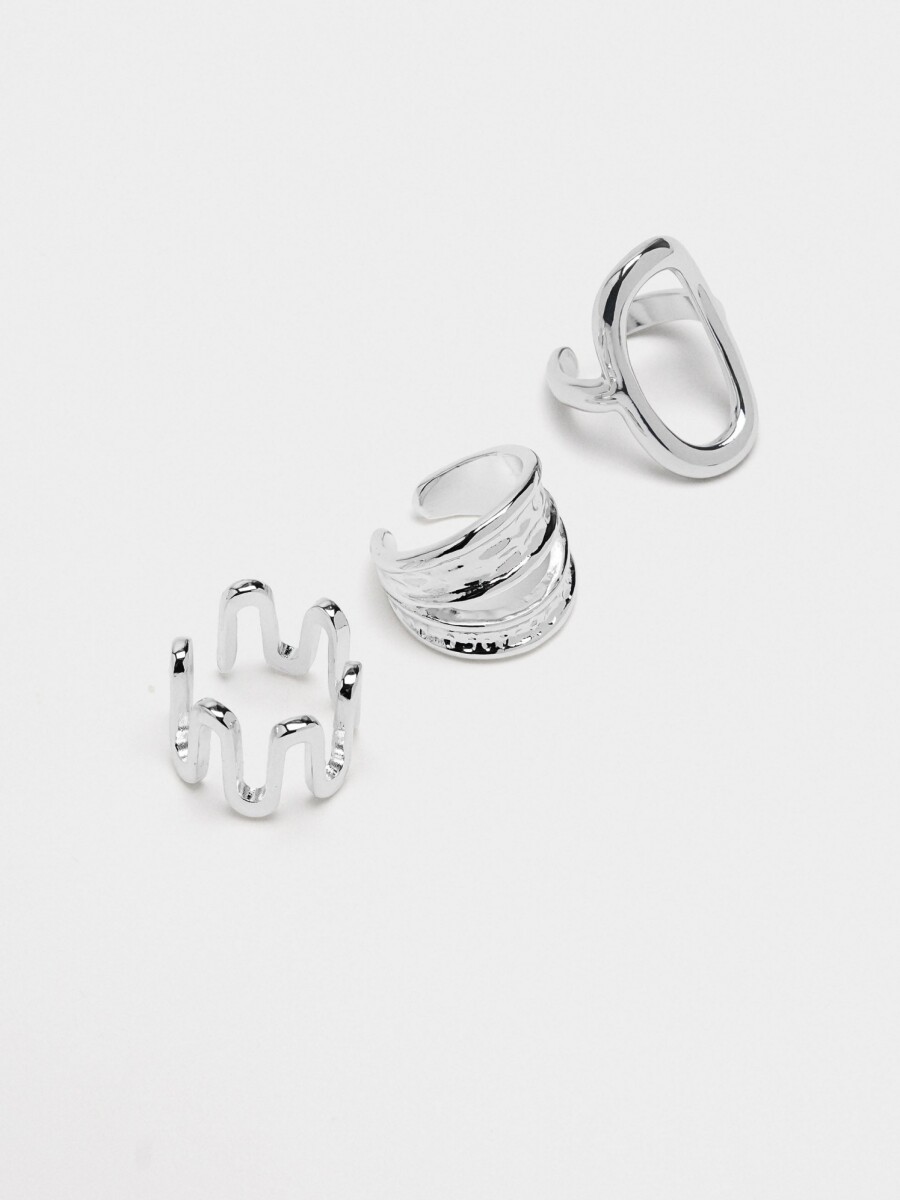 Set De Anillos Largos plateado