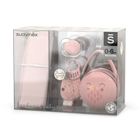 Set Bebé 0-6M Chupete Broche Portachupete Bonhomia Suavinex Rosa