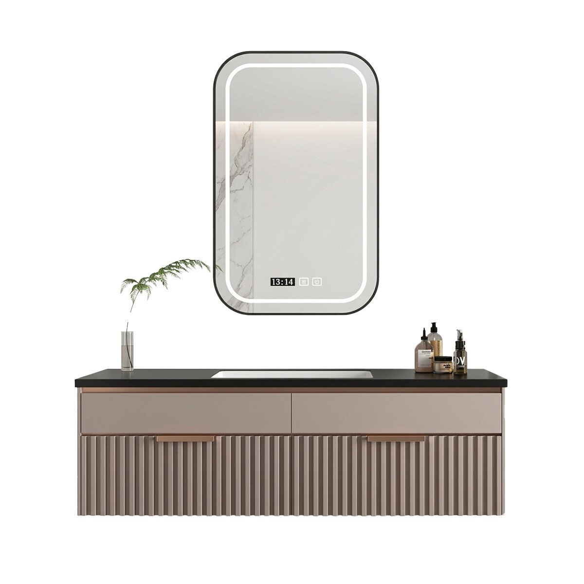 Conjunto De Baño Habitare Modelo Sy2018-60 / Mueble + Bacha + Espejo C/ Luz Led 