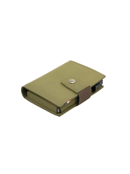 METAL WALLET OLIVE GREEN BROWN