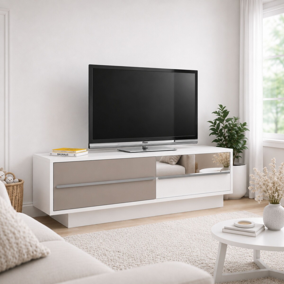 RACK - 65' CON ESPEJO - BLANCO LACCA 