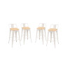 Pack 4 Taburetes Tolix con Respaldo y Asiento de Madera Lumax Blanco