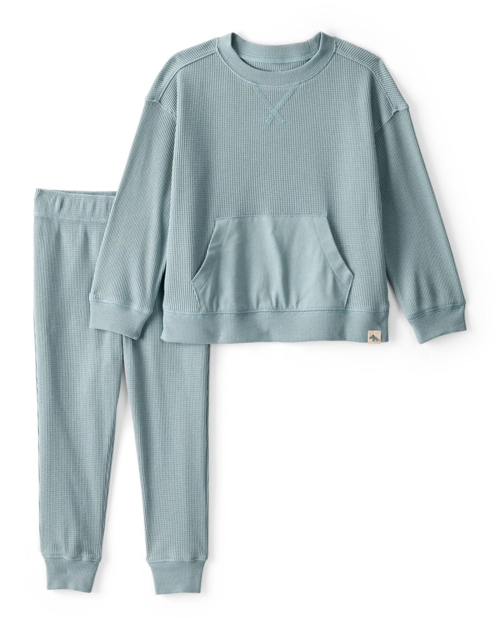 Set dos piezas de algodón, pantalón y remera, verde Sin color