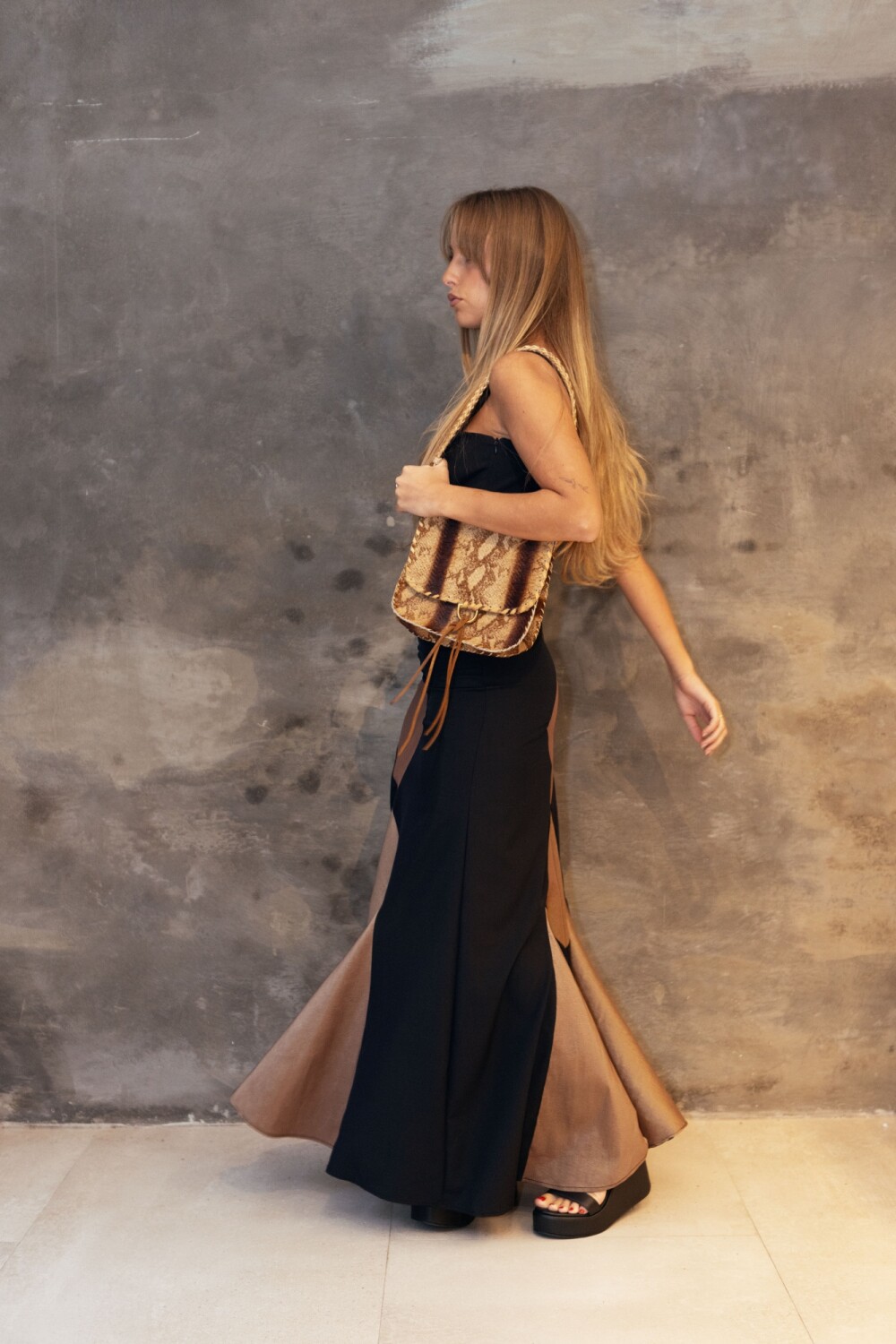Mermaid Rombo Dress Negro / Camel