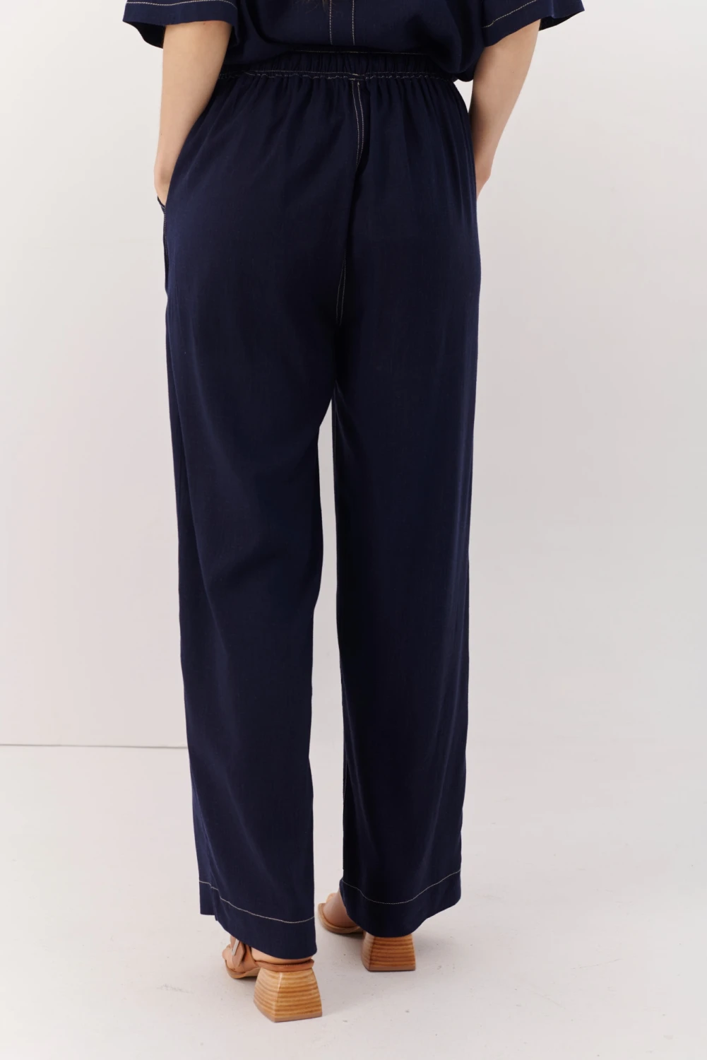 PANTALON LINO EVA azul marino 1