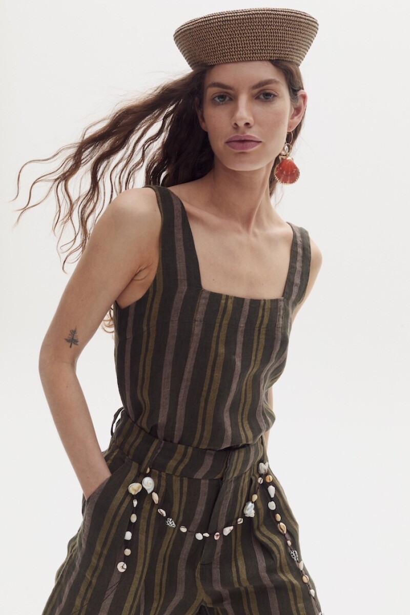Top Mei en Lino Jungle Stripes