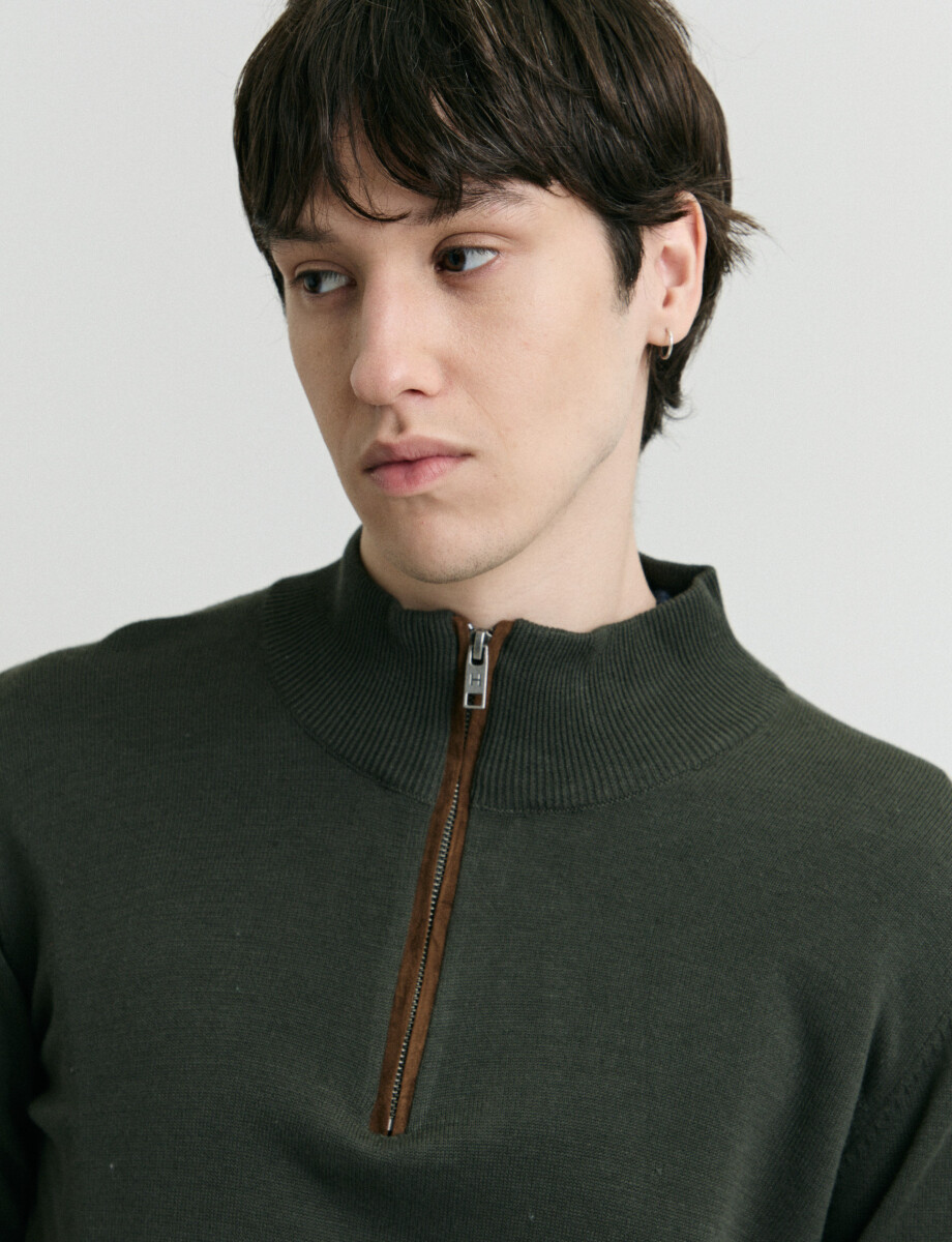 470996 SWEATER MEDIO CIERRE HARRINGTON LABEL Oliva