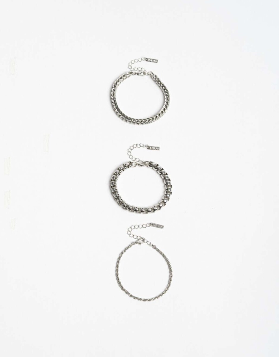 Set De Pulseras Flexibles - Plateado Rodio 