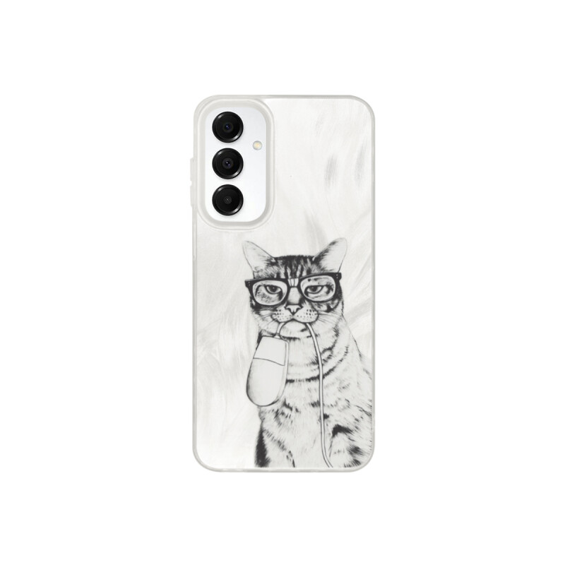 Protector para Samsung Galaxy A16 plateado diseño gato Protector Para Samsung Galaxy A16 Plateado Diseño Gato