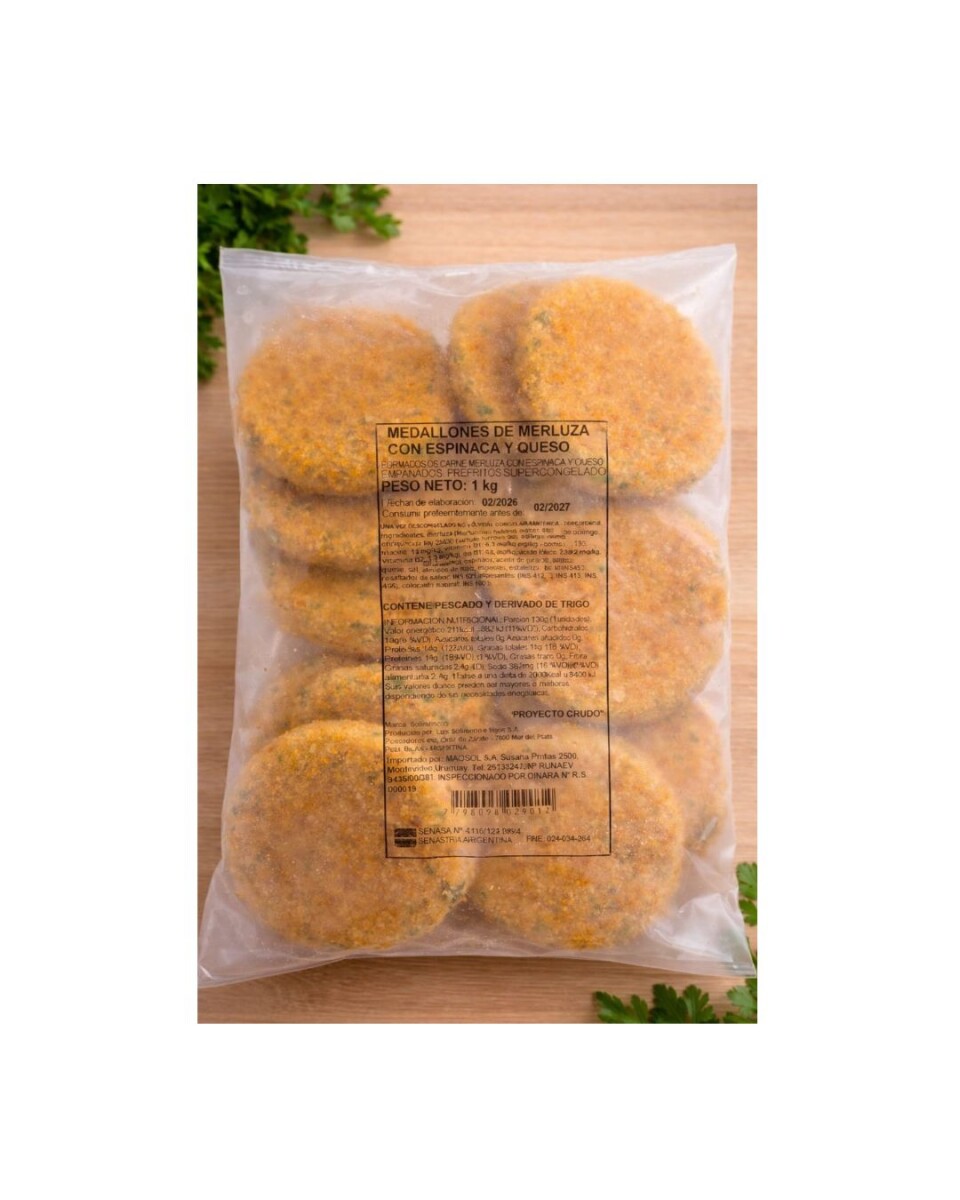 MEDALLON DE MERLUZA CON ESPINACA Y QUESO 1KG 