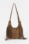 Cartera bandolera suede con flecos chocolate