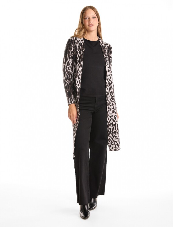 Chaqueta Tejida Larga NEGRO/GRIS