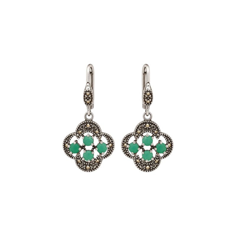 Caravanas Flor - Raíz de esmeralda - Plata 925 - esmeralda - CA8439 conpiedra