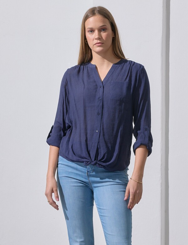 Blusa Nudo Botones AZUL