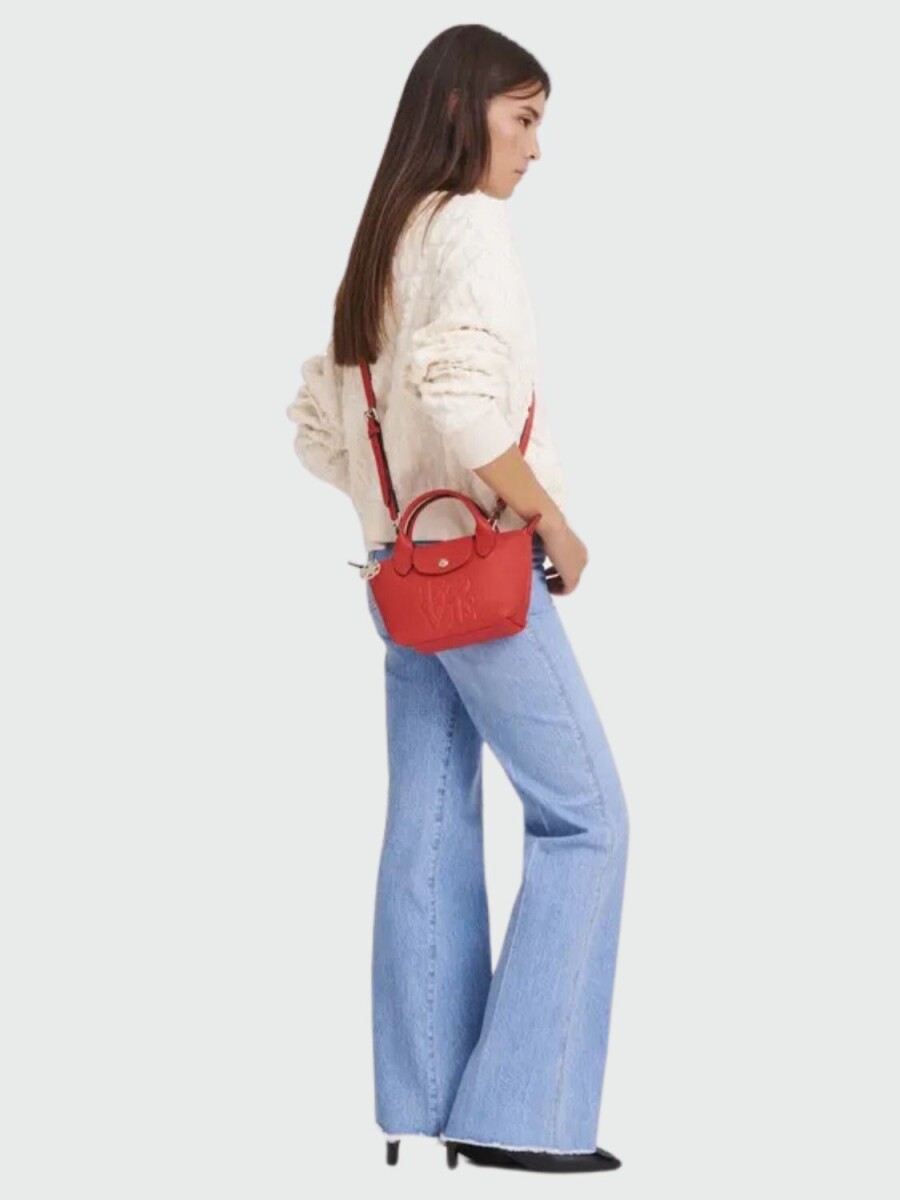 Longchamp -Cartera de cuero con logo grabado en relieve - 0 