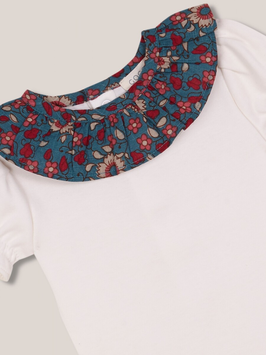 Body Con Cuello Estampado Azul Claro