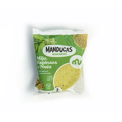 Hamburguesas mijo, espinaca y nuez 2 unidades Manducas Hamb Mand Mijo Esp Y Nuez X2
