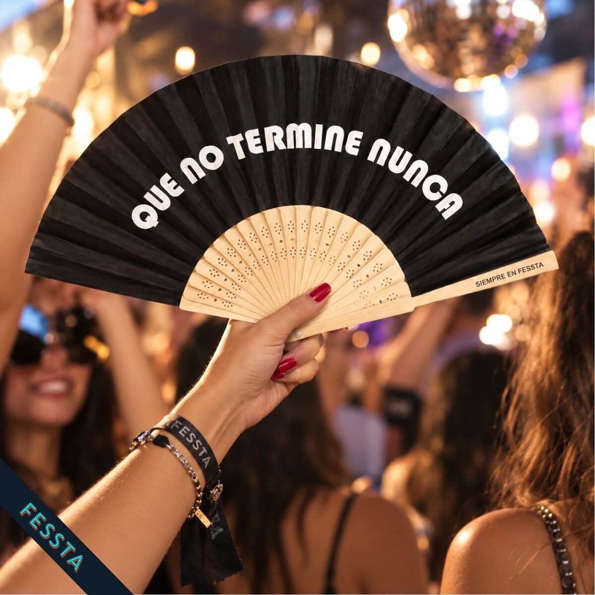 Abanico "Que no termine nunca" - Negro 