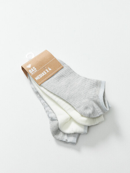 Pack x4 medias soquete Lurex Gris