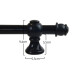 Barrote cortina de metal 3 m 28 Mm + 3 Soportes NEGRO