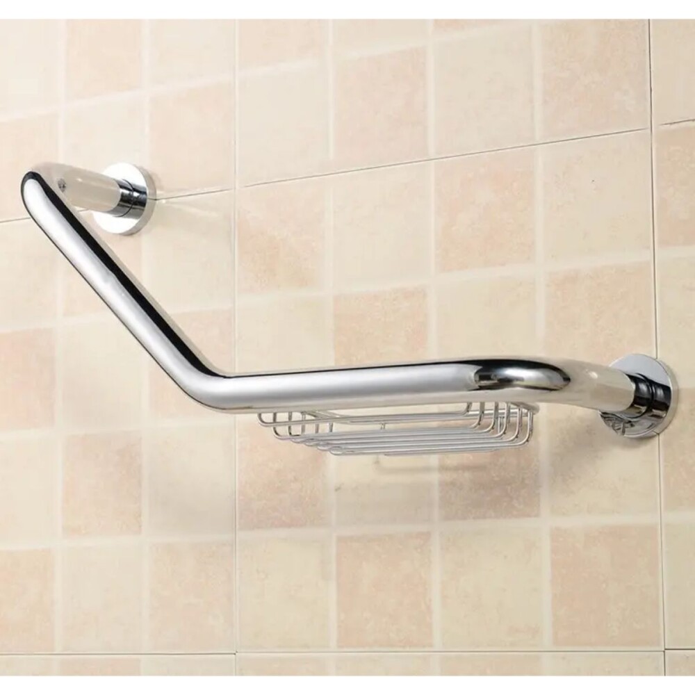 Agarradera en angulo con jabonera acero inox.DMC Agarradera En Angulo Con Jabonera Acero Inox.dmc