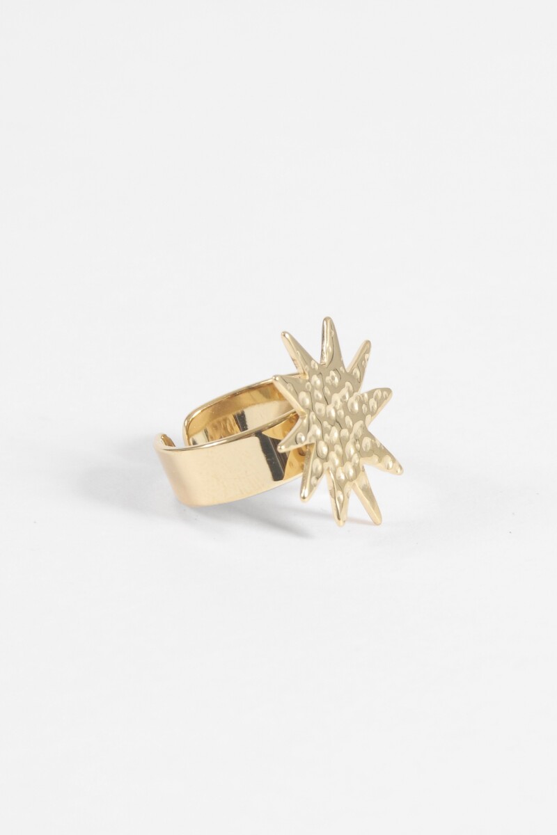 Anillo ajustable estrella acero dorado