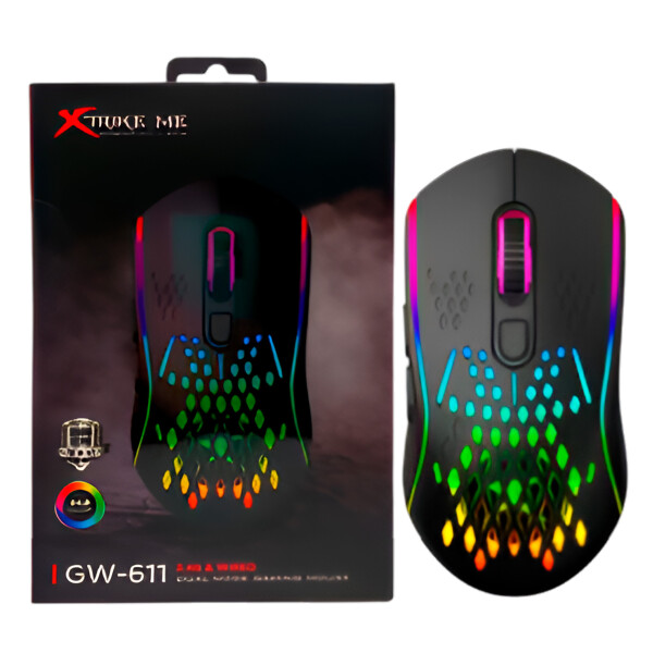 Mouse Gamer Inalambrico Xtrike Me 7 Boton 8000 Dpi Rgb Usb Color Negro