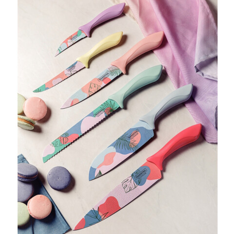 Juego 6 cuchillos "COLORCUT" con diseño de plantas -TRAMONTINA TN9706