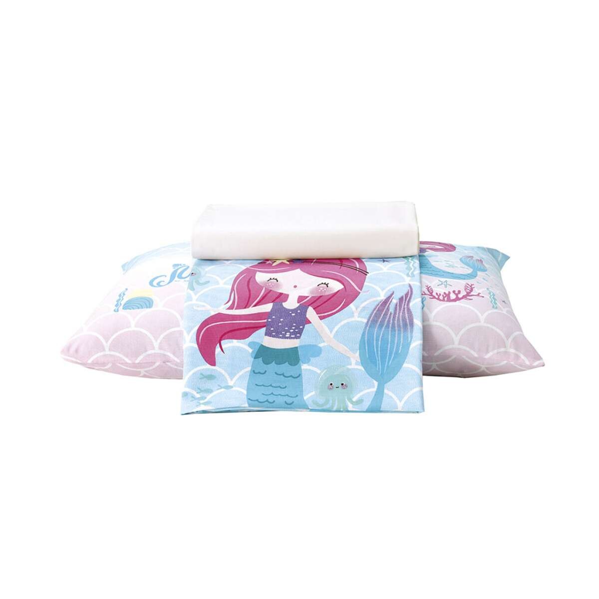 Juego Sábanas Infantiles 1 Plaza Dohler 100% Algodón - Sirenas 