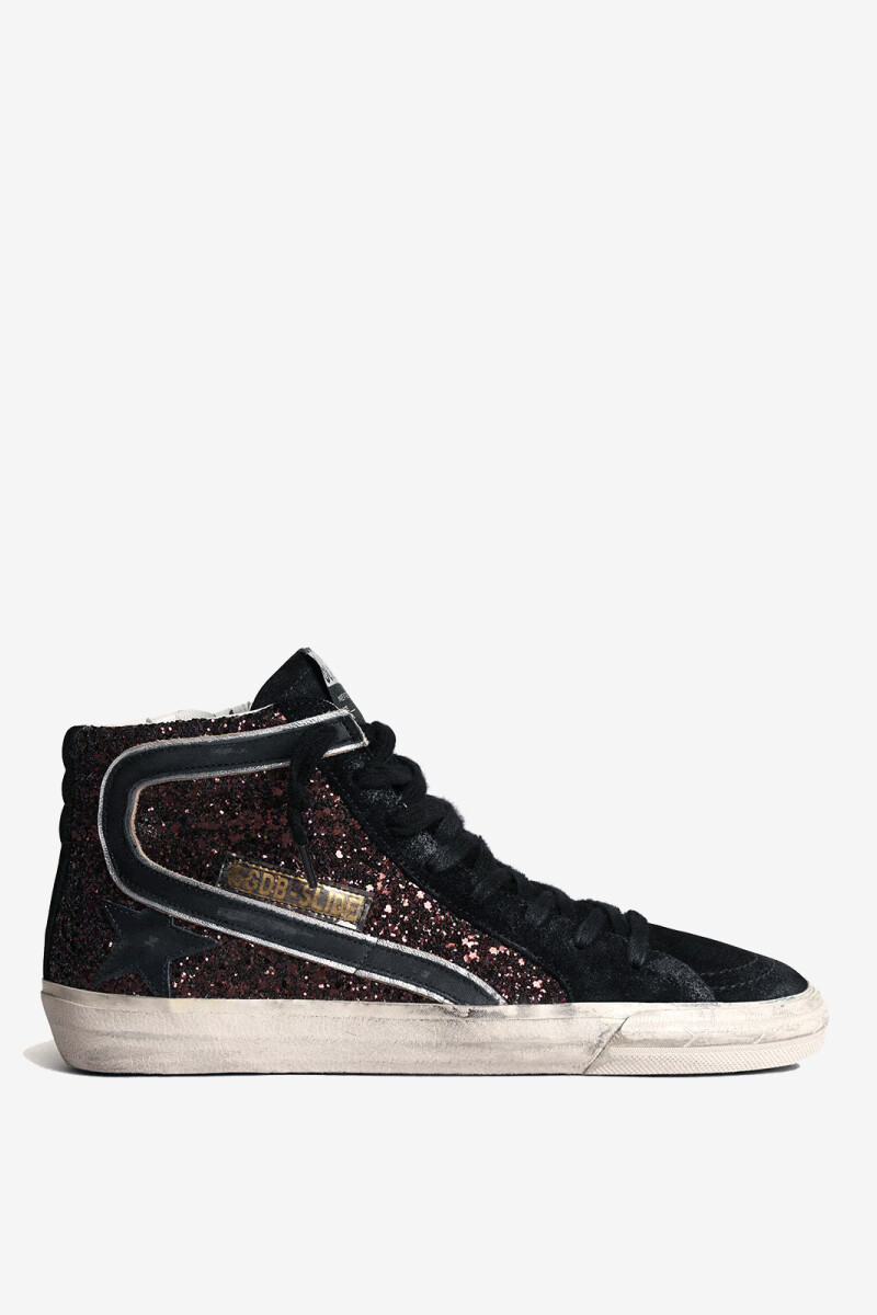Zapatilla Slide Glitter Marron