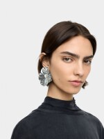 Pendientes Maxi De Flor Doble Esmaltados plateado