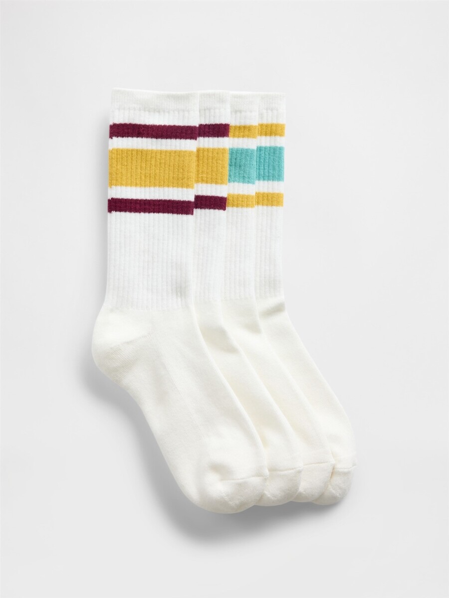 Medias Pack X2 - White Multi Stripe 