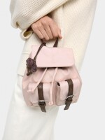 Mini Mochila De Nylon Con Colgante rosa