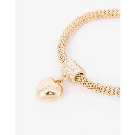 Pulsera De Metal Con Dije De Corazón Dorado