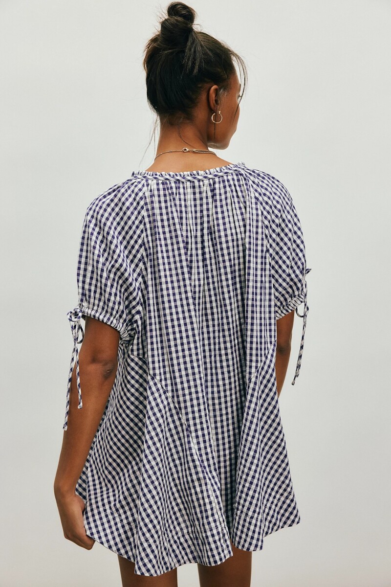 FARLEY GINGHAM TUNIC Azul