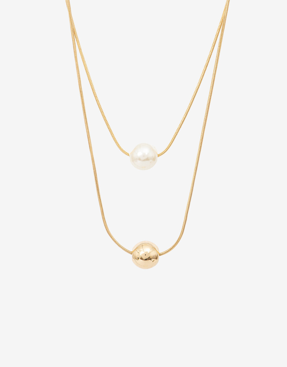Collar Doble Cadena Con Esferas 